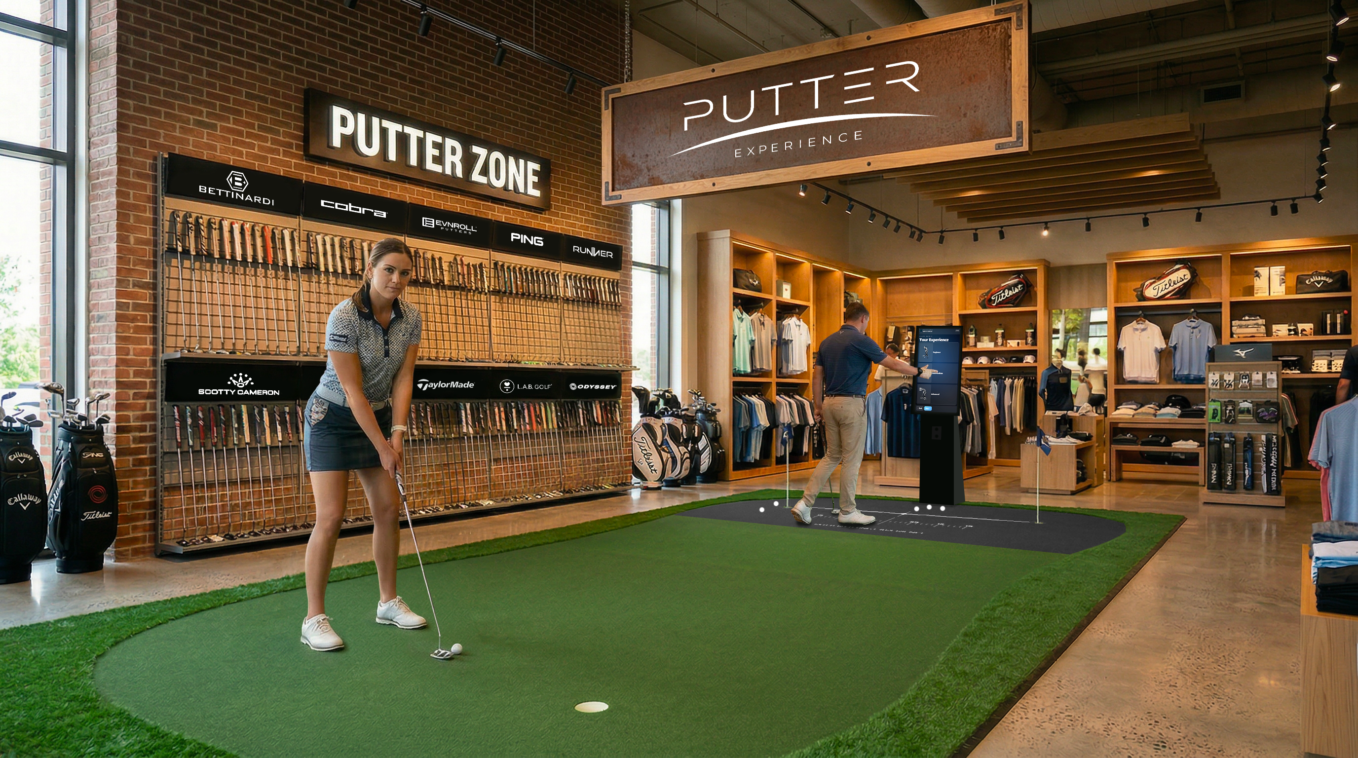 Golfer using Putter Experience display