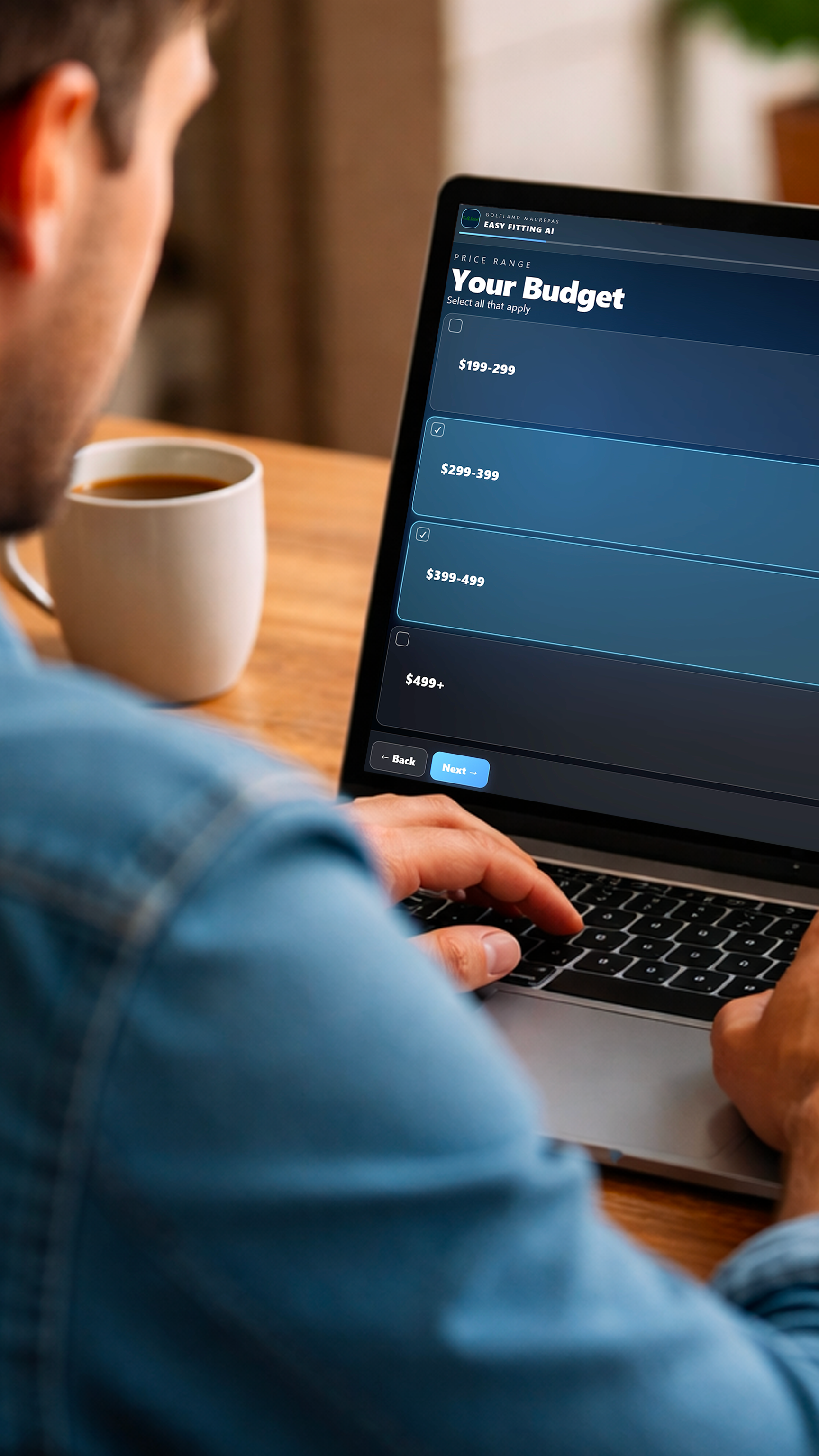 Putter Experience web fitting on laptop