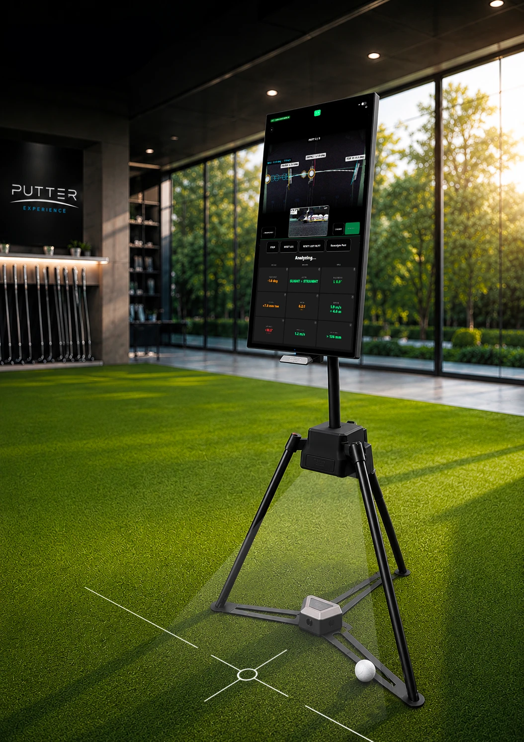 The Putter Experience display: touchscreen, stroke camera and dynamic loft camera